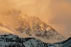 Summit Prints: Steep mountain ridge next to Aiguille du Dru in the last afternoon sunlight