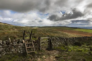 Path Prints: Stile on Hadrians Wall path, Northumberland National Park, UK, October 2020