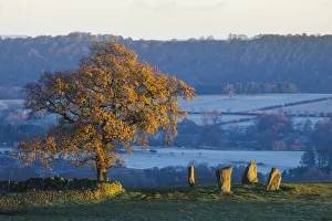Nine Stone Close stone circle, Peak District National Park, Derbyshire, UK. November