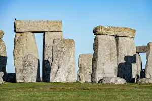 Monuments Prints: Two of the Stonehenge trilithons composed of sarsen stone