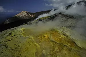 Sulphurous fumaroles (solfatara) Vulcano Island, Italy, May 2009