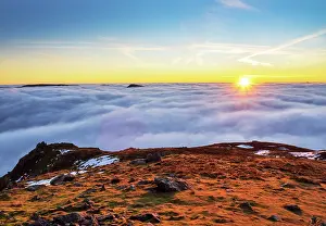 Valleys Prints: Summit of Ill Bell poking out of valley mist over Kentmere Fells
