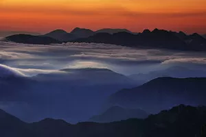 Sunrise in the Julian Alps, viewed from Mount Kriz, Triglav National Park, Slovenia