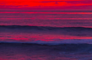 Red Gallery: Sunset over Pacific Ocean, La Jolla, San Diego, California, USA. February 2015