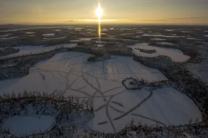 Images Dated 13th October 2014: Sunset over Putoransky State Nature Reserve, Putorana Plateau, Siberia, Russia, October