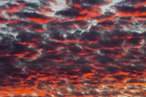 Red Gallery: Sunset sky with red clouds, Monmouthshire, Wales, UK, September
