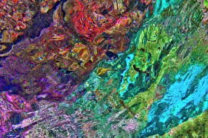 Reflection Prints: Detail of surface reflections as seen from inside a small underwater cave