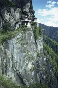 Cliffs Prints: Takstang Tigers Nest monastery, built 1692 on cliff face, Bhutan. 2001