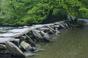 Images Dated 29th May 2012: Tarr Steps, medieval clapper bridge crossing the River Barle, Exmoor National Park, Somerset, UK