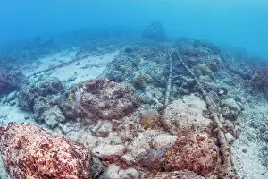 TransPacific undersea communication cables on the ocean floor off the island of Guam, Micronesia, Pacific Ocean. March, 2024