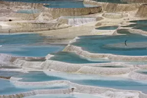 Travertine terraces, landscape in Huanglong Scenic and Historic Interest Area UNESCO