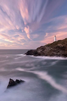 Images Dated 15th September 2017: Trevose Head lighthouse against late evening sky, north Cornwall, UK. September 2016