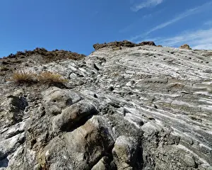 Rock Prints: Turbidite succession of sandstone and shale layers eroded by seasonal water flow