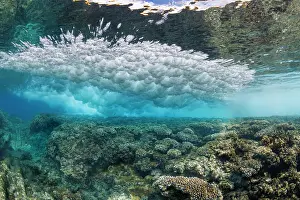 Wave Prints: Underwater view of surf crashing on to the reef off Gun Beach
