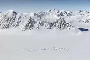 Sue Flood Gallery: Union Glacier camp, aerial view of camp, Antarctica