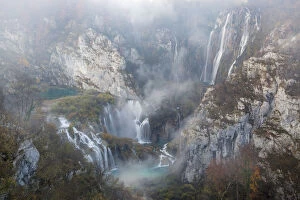 Veliki Slap, the largest waterfall in this image, and Sastavci series of waterfalls