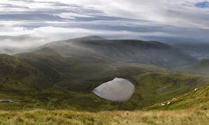 Images Dated 8th August 2017: Vew of Llyn Lluncaws taken from Moel Sych in the Berwyn Mountains, Powys, Wales, UK August
