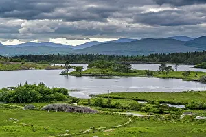 Beara Peninsula Prints: View across Cloonec Lake with mountains in background