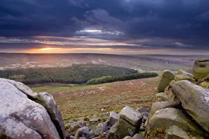 High Angle Shot Prints: View from Higger Tor at dawn, Peak District NP, UK, September 2011