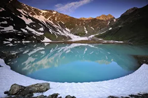 Images Dated 3rd July 2012: View of Lac Blanc from the refuge at Peclet Polset, Vanoise National Park, Savoie, France, July