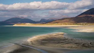 Hebrides Prints: View looking toward Luskentyre beach with sand bars and channels
