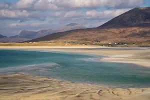 Hebrides Prints: View looking toward Luskentyre beach with sand bars and channels