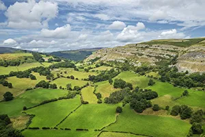 Images Dated 27th August 2016: View looking north from Castell Dinas Bran towards the limestone layers of the Eglwyseg