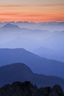 Silhouettes Prints: View from the Mangrt Pass at 2000m looking from Slovenia towards Italy at sunset