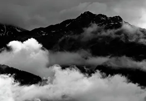 Clouds Prints: View of mountains across the valley from Kaunergrat visitor's centre