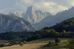 View towards Naranjo de Bulnes (Picu Urriellu) a distinctive 2519m limestone peak