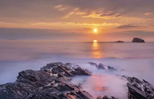 View of Rosguill Peninsula at sunset, County Donegal, Ireland, Atlantic Ocean. May, 2021