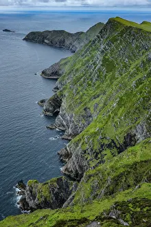 County Mayo Prints: View to sea along the Achill Head cliffs on west peninsula