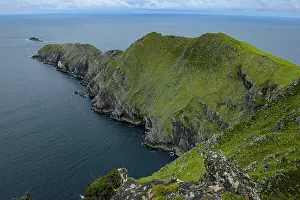 County Mayo Prints: View to sea along the Achill Head cliffs on west peninsula