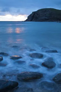 Time Exposure Prints: View over sea from Dail Beag Beach, Lewis, Outer Hebrides, Scotland, UK, June 2009