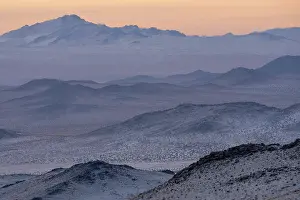Outer Mongolia Prints: View over snow-covered Margaz Mountains, Western Mongolia. November, 2024