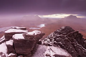 View from Stac Pollaidh towards Loch Lurgainn, Cul Beag and Cul Mor, Coigach, Highlands View from Stac Pollaidh towards Loch Lurgainn, Cul Beag and Cul Mor, Coigach, Highlands