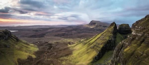 Green Mountains Collection: View along the Trotternish Ridge at dawn, Isle of Skye, Inner Hebrides, Scotland, UK, April 2016