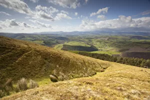 View of upland agricultural landscape in the Cambrian Mountains, part of the Pumlumon