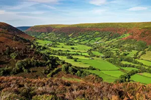 View of Vale of Ewyas from the Ffridd, Llanthony, Brecon Beacons National Park, Wales, UK, October 2023