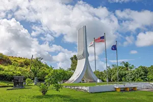 Monuments Prints: War memorial in parkland, the site of one of the last battles of World War II