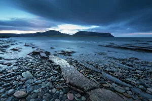 Atlantic Ocean Gallery: Warebeth Beach at dawn with view to Hoy, Orkney, Scotland, UK, November 2014