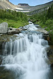 Water rushing down alpine stream, Logan Pass, Glacier National Park, Rocky Mountains