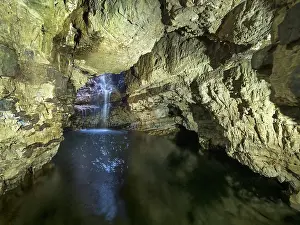 Sutherland Prints: The Waterfall Chamber in Smoo Cave