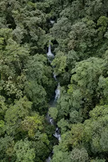 Waterfall inside a rainforest located in a transition between Choco and cloud forest