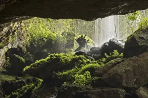 Waterfall at mouth of Kitum cave Mt. Elgon National park, Kenya, August 2017
