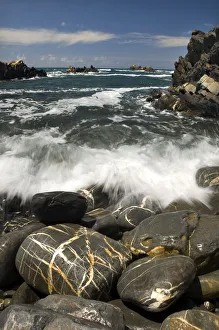 Cliffs Prints: Waves breaking on rocky shore, Natural Park of South West Alentejano and Costa Vicentina