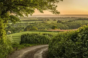 Welsh countryside landscape and country lane, Monmouthshire, Wales UK, May 2020