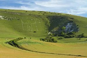 Ancient Gallery: Wilmington Long Man on Wilmington Hill, a chalk figure cut into the hillside in the 16th century