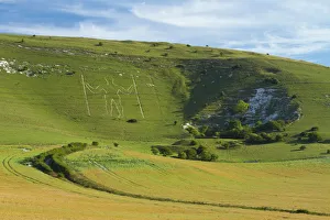 Ancient Gallery: Wilmington Long Man on Wilmington Hill, a chalk figure cut into the hillside in the 16th century