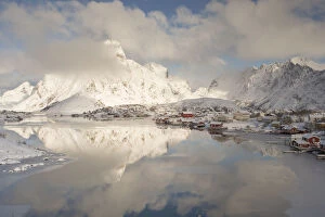 Images Dated 9th March 2013: Winter clouds passing over Reine village in Lofoten, Norway, March 2013